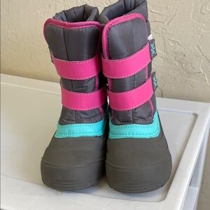 Wonder Nation Pink and Gray Kids Rain & Snow Boots